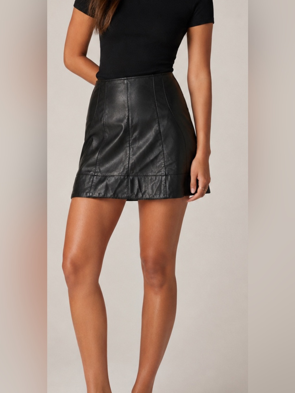 Anthropologie Leifsdottir XS Black Faux Leather Paneled Mini Skirt